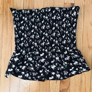 Black & White Floral Tube Top Strapless Med
